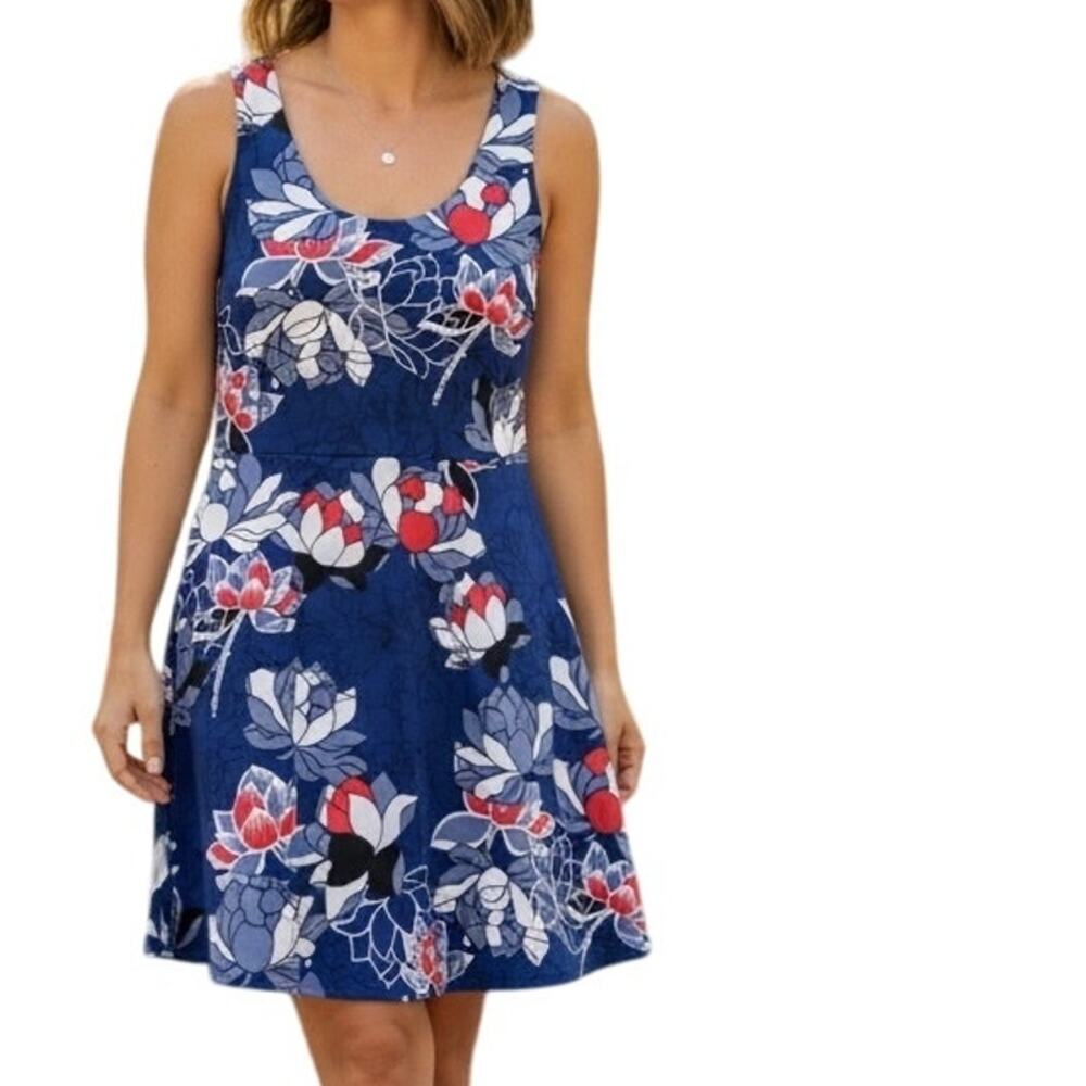 Sleeveless Blue Floral Mini Dress